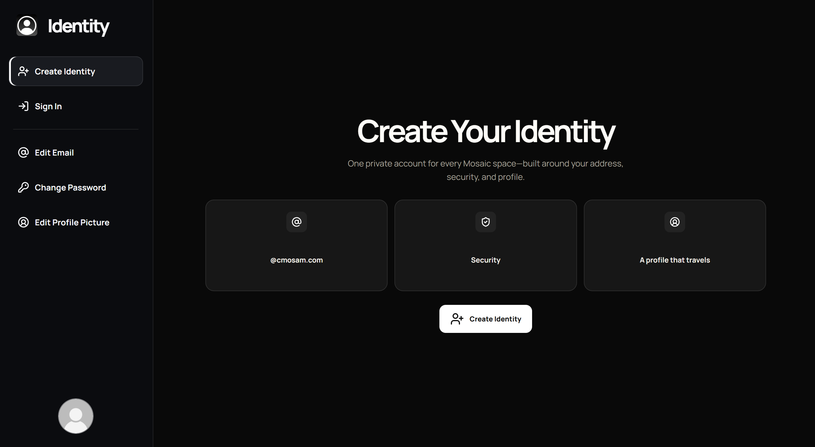Identity interface preview